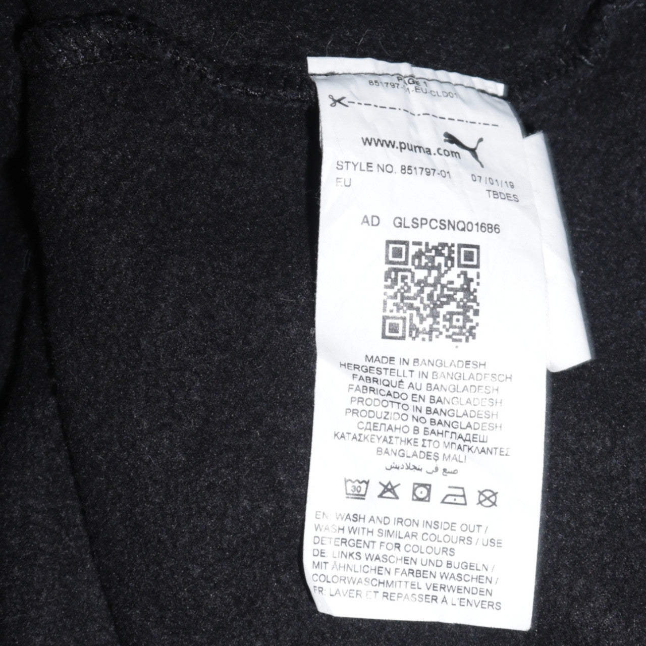 Puma Boys Black Pullover Hoodie Size 13 Years Fleece Logo Sweatshirt