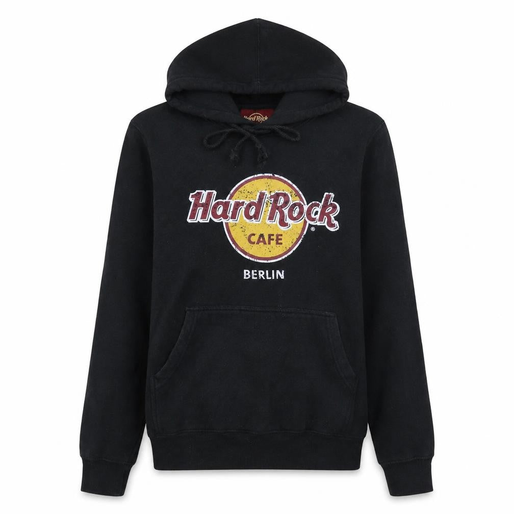 Hard Rock Cafe Berlin Women's Black Medium Pullover Hoodie Cotton Blend