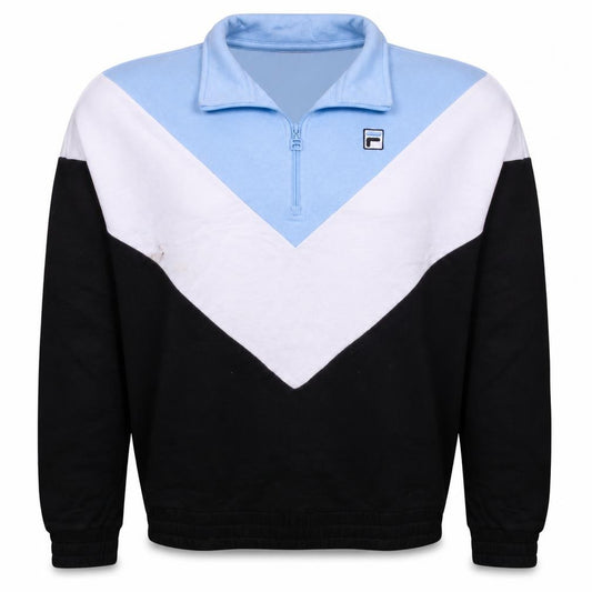 FILA Mens Multicoloured 1/2 Zip Sweatshirt L Colour Block Fleece Top