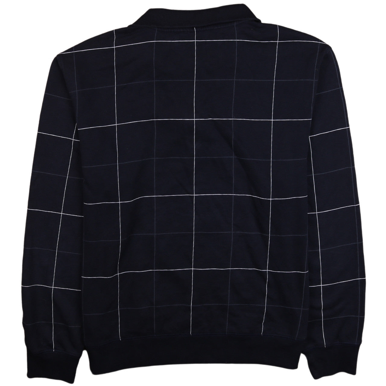Nautica Men's Blue Check 1/4 Zip Collared Sweatshirt L