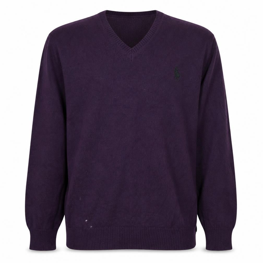 Polo Ralph Lauren Men’s Purple V-Neck Cotton Jumper XL