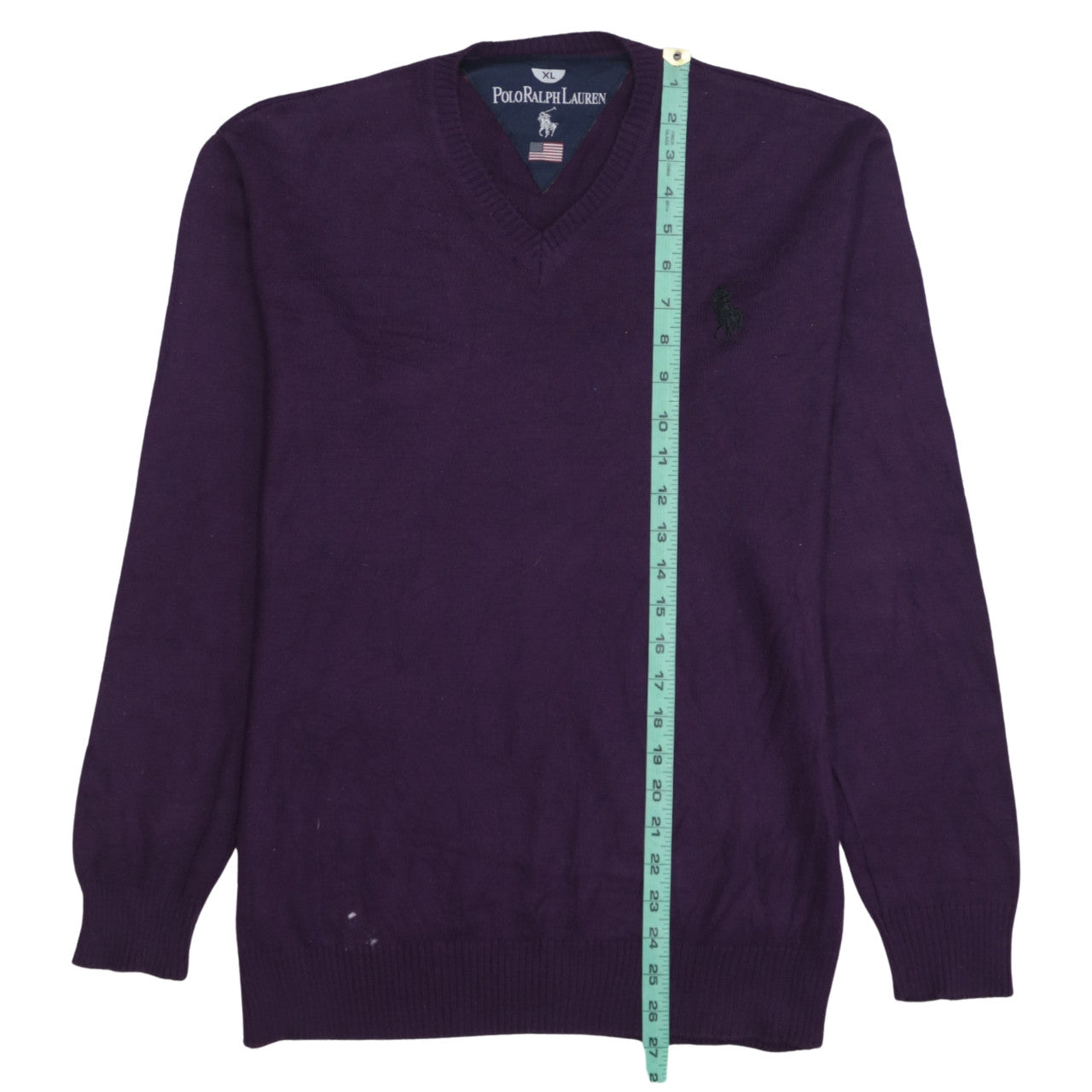 Polo Ralph Lauren Men’s Purple V-Neck Cotton Jumper XL