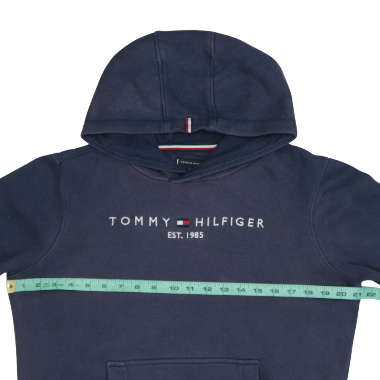 Tommy Hilfiger Boys Navy Blue Hoodie Size 164 Pullover Fleece Sweatshirt