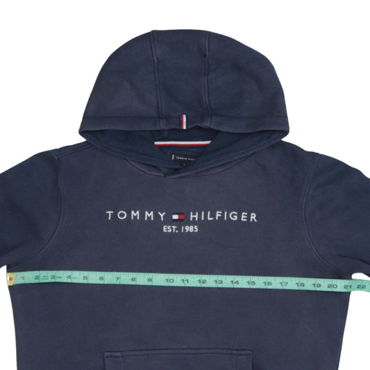 Tommy Hilfiger Boys Navy Blue Hoodie Size 164 Pullover Fleece Sweatshirt