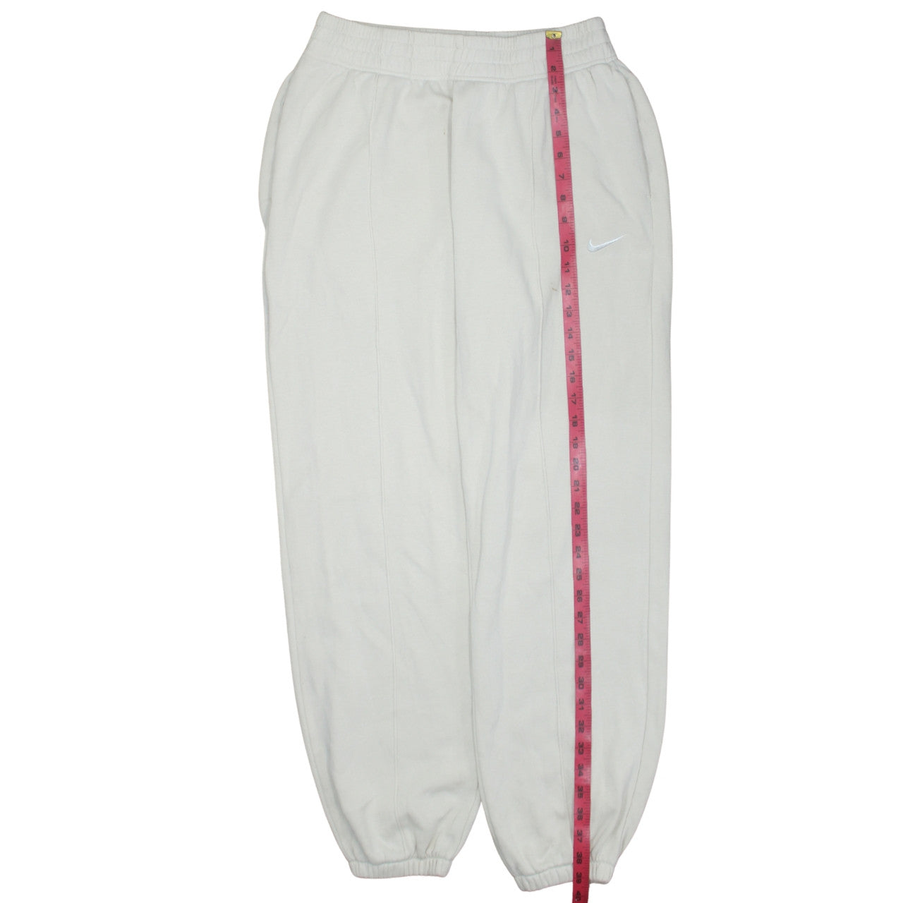 Nike Women's White Fleece Sweatpants Small Elastic Waist Logo