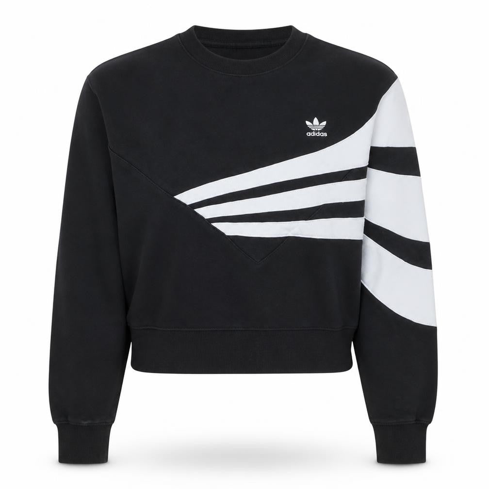 Adidas Womens Black & White Crew Neck Pullover Sweatshirt UK 10