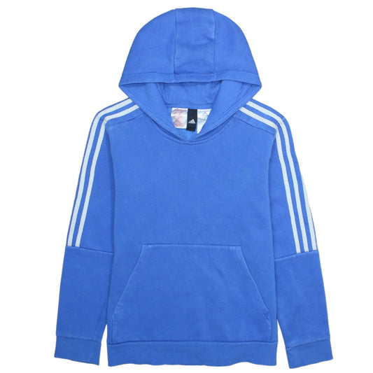 Adidas Boys Blue Pullover Hoodie 13-14 Years Hooded Fleece Sweatshirt