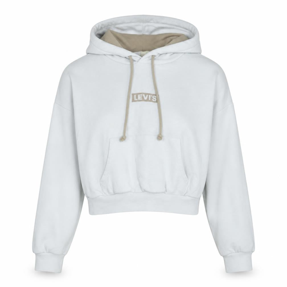 Levi's Womens White XS Pullover Hoodie Logo Front Cotton Blend