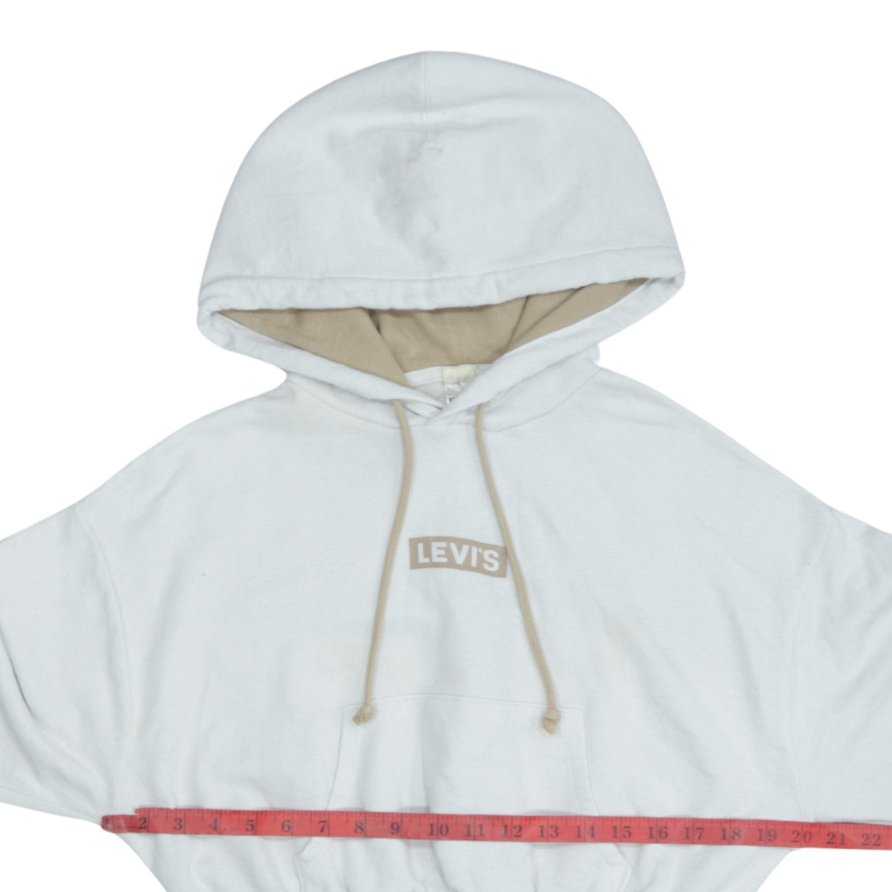 Levi's Womens White XS Pullover Hoodie Logo Front Cotton Blend