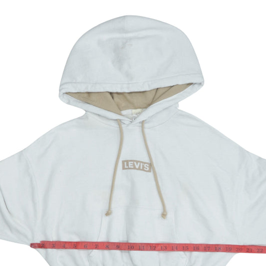 Levi's Womens White XS Pullover Hoodie Logo Front Cotton Blend