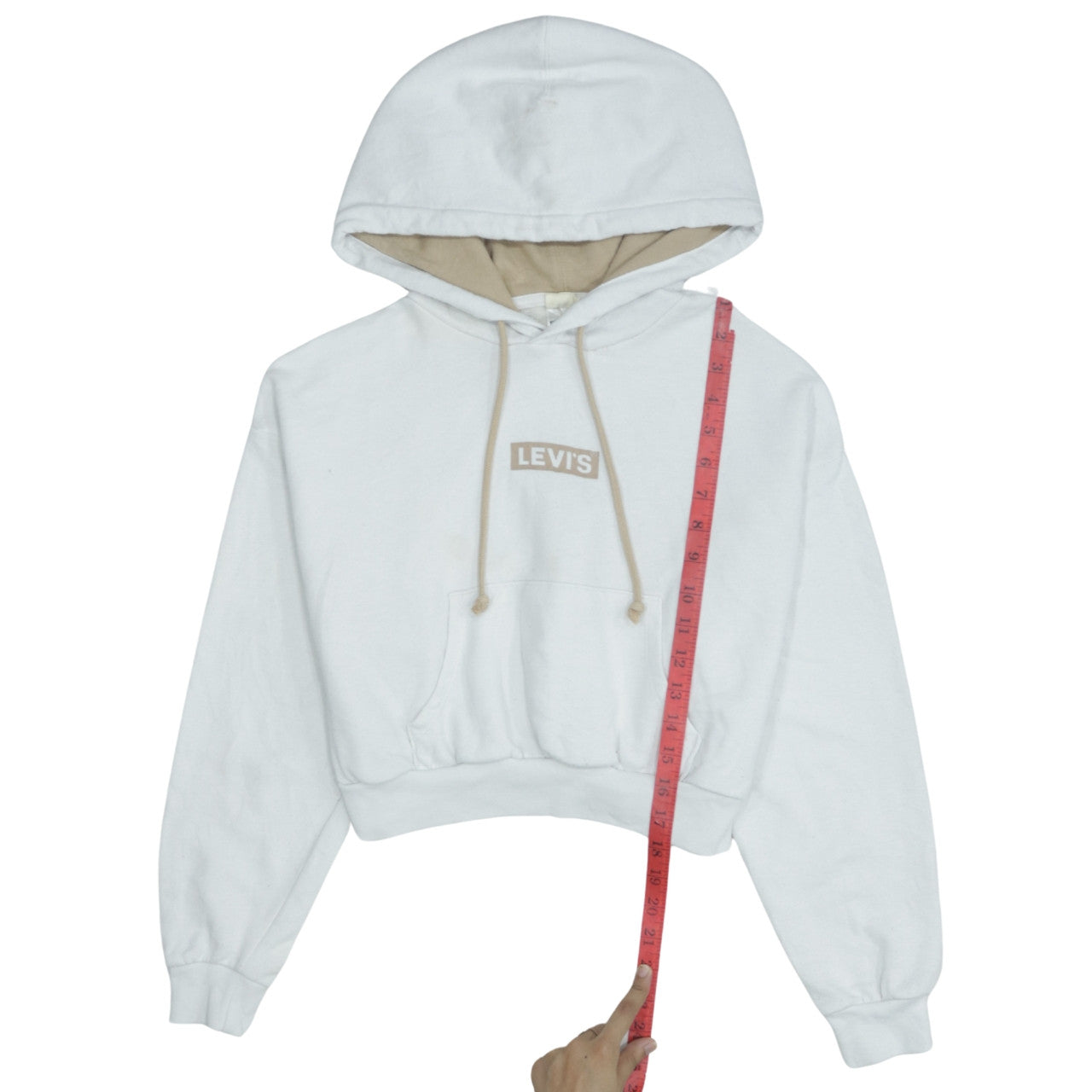 Levi's Womens White XS Pullover Hoodie Logo Front Cotton Blend