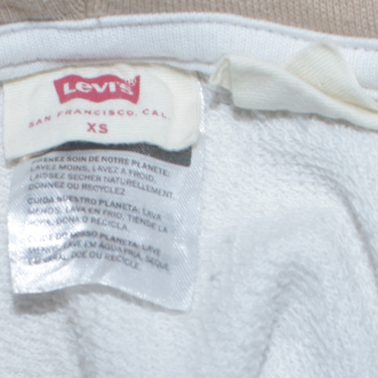 Levi's Womens White XS Pullover Hoodie Logo Front Cotton Blend