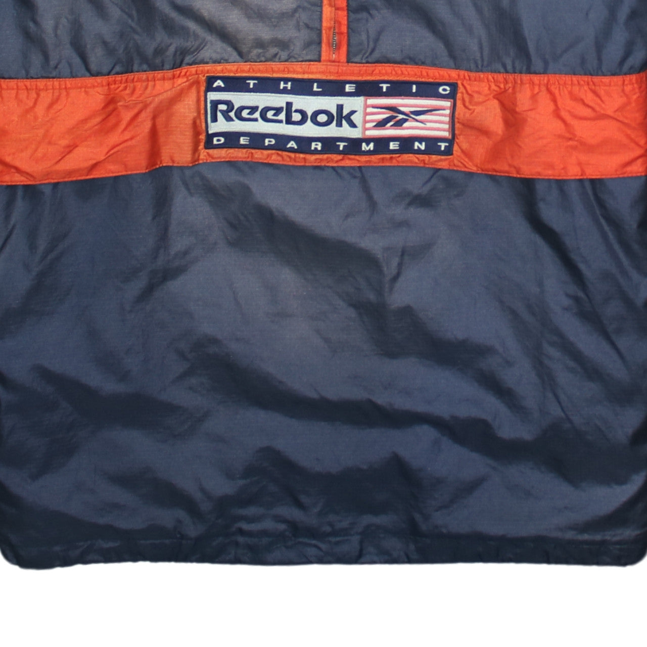 Reebok Men's Blue Orange Hooded Anorak Jacket L Retro 90s Sports Style