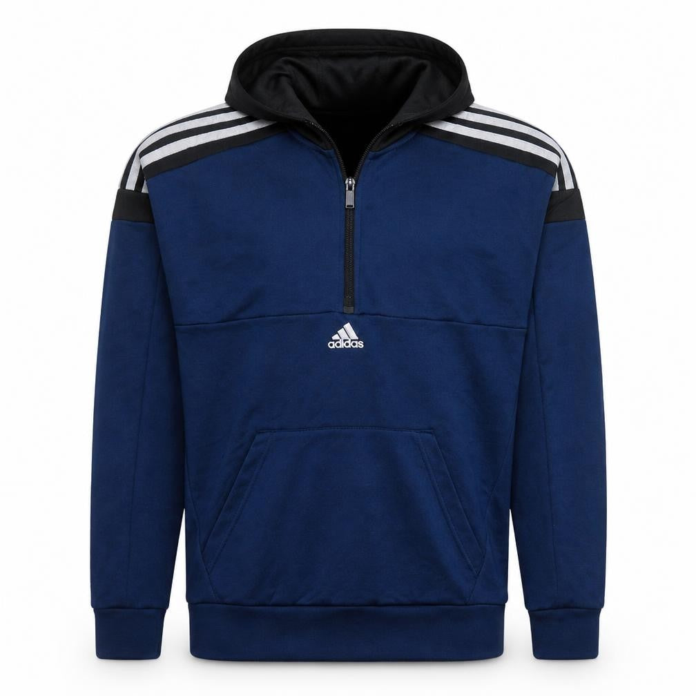Adidas Men's Blue 1/2 Zip Hooded Sweatshirt Size M