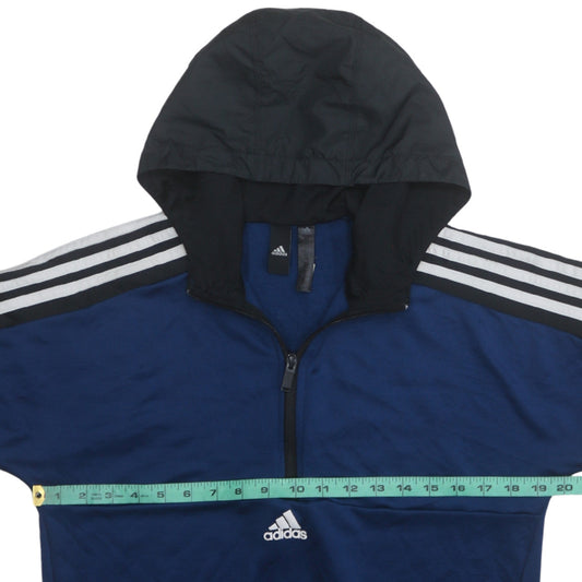 Adidas Men's Blue 1/2 Zip Hooded Sweatshirt Size M