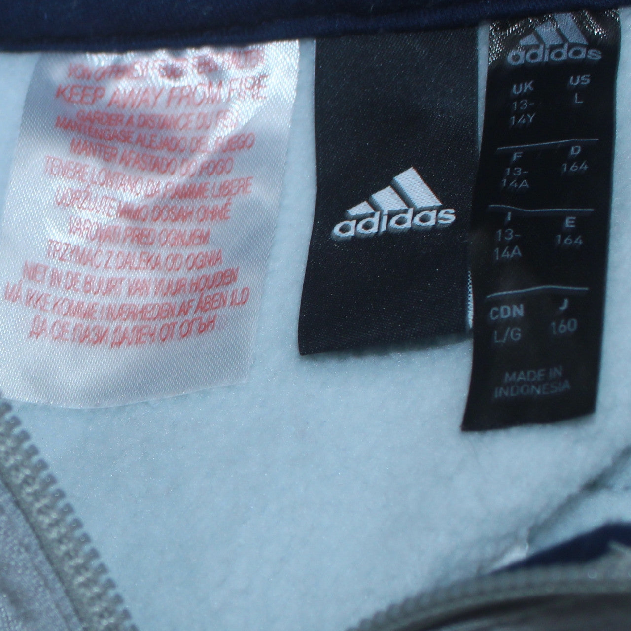 Adidas Boys Grey Colourblock 1/2 Zip Hoodie Sweatshirt Size 13-14 Years