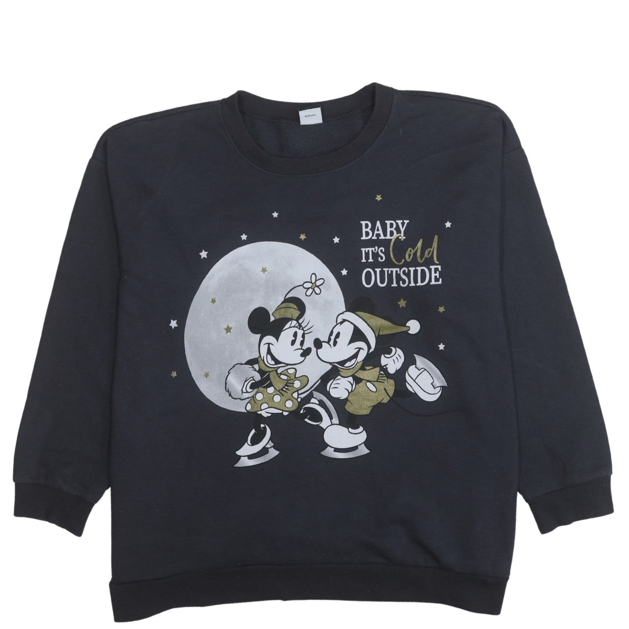 George Disney Women's Black Sweatshirt XL 24-26 Minnie & Mickey Graphic Winter Pullover