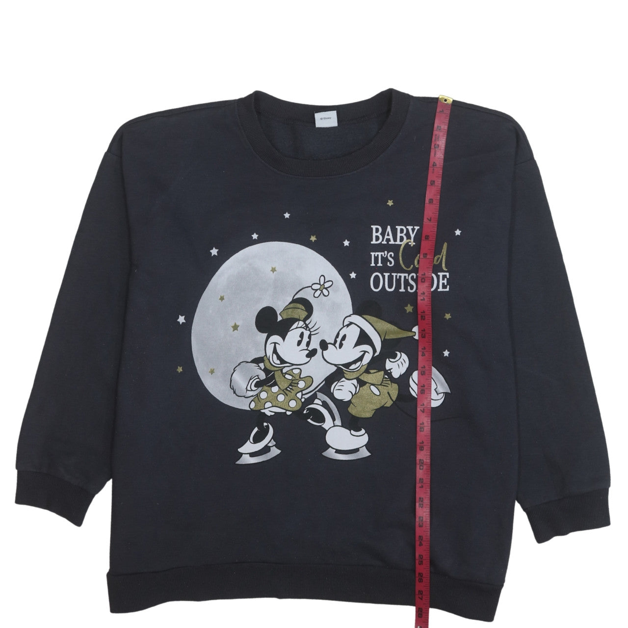 George Disney Women's Black Sweatshirt XL 24-26 Minnie & Mickey Graphic Winter Pullover