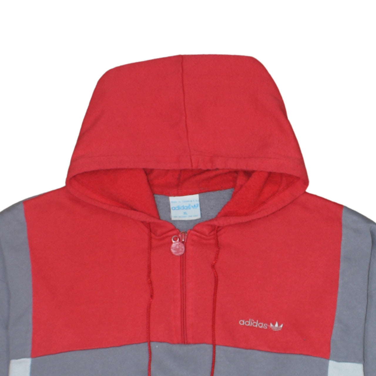 adidas Mens Red Grey XL 1/2 Zip Hoodie Retro Sportswear