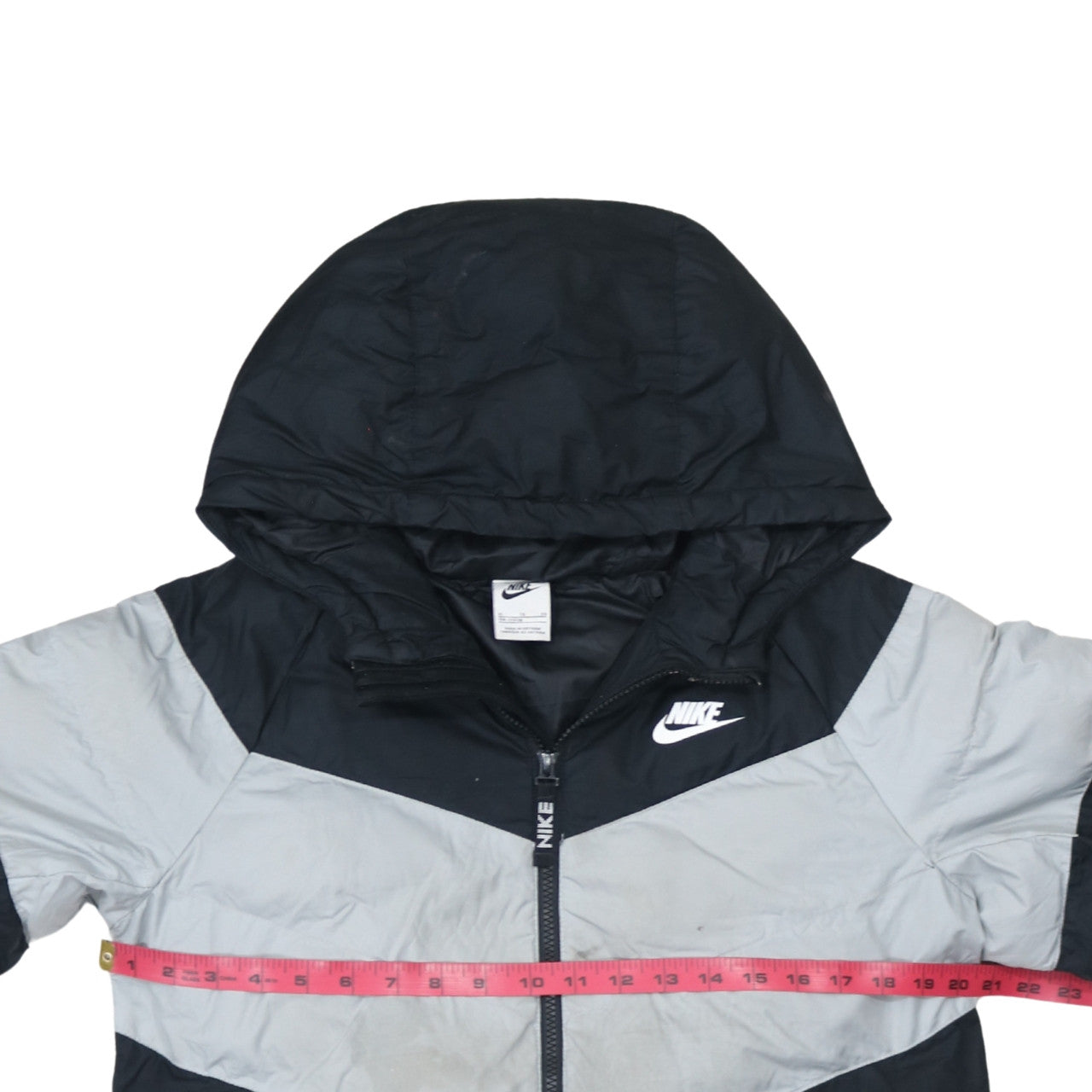 Nike Boys Black Colourblock Hooded Puffer Jacket Size 158 XL Winter Coat