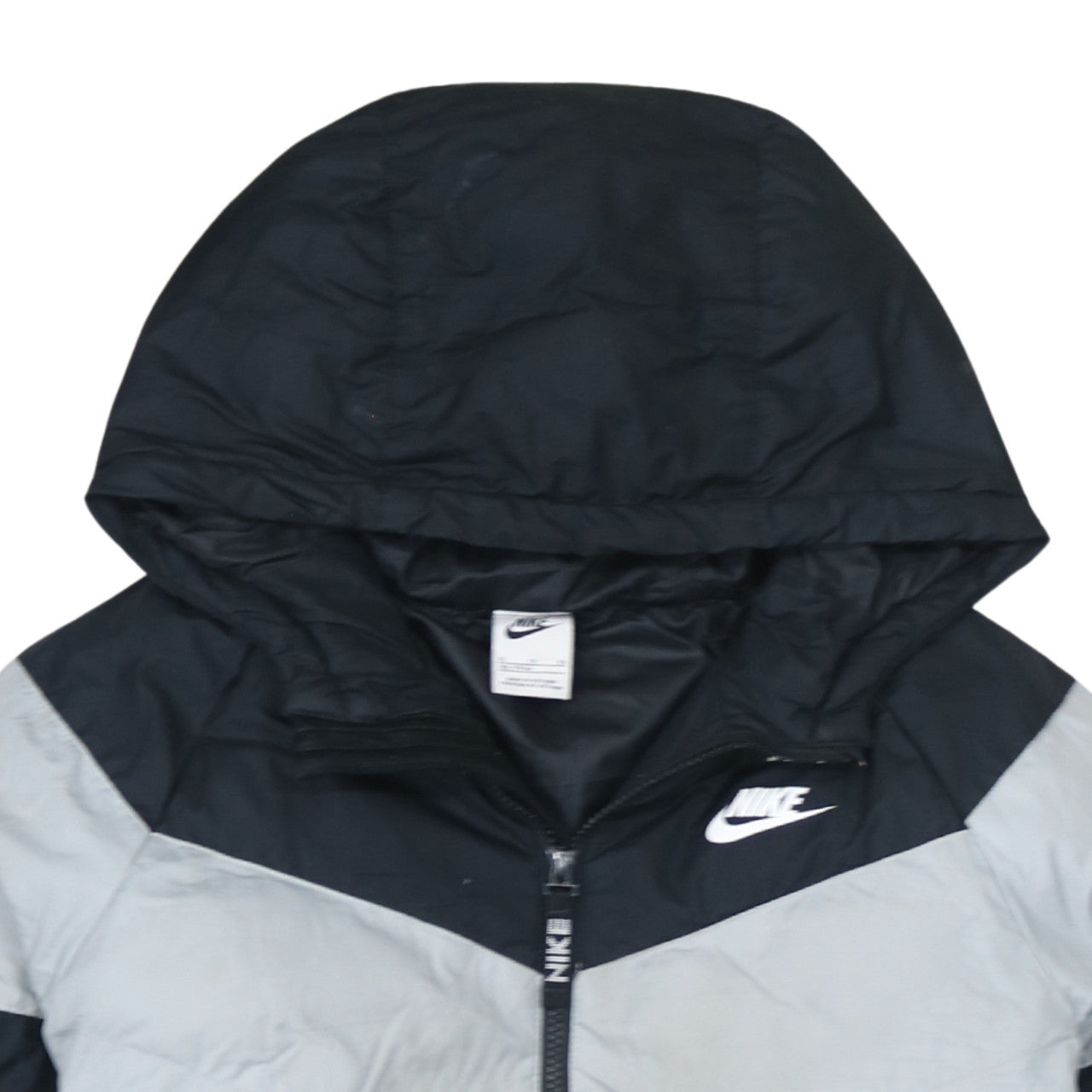 Nike Boys Black Colourblock Hooded Puffer Jacket Size 158 XL Winter Coat