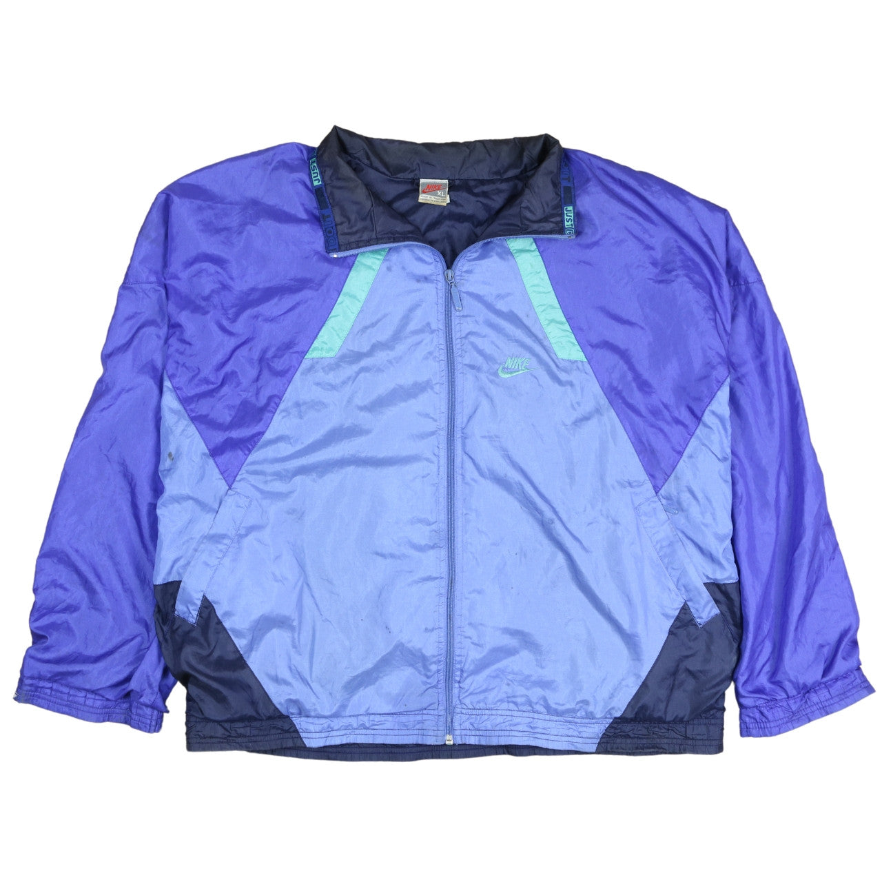 Nike Women's Blue 90s Track Jacket XL Vintage Windproof Polyester