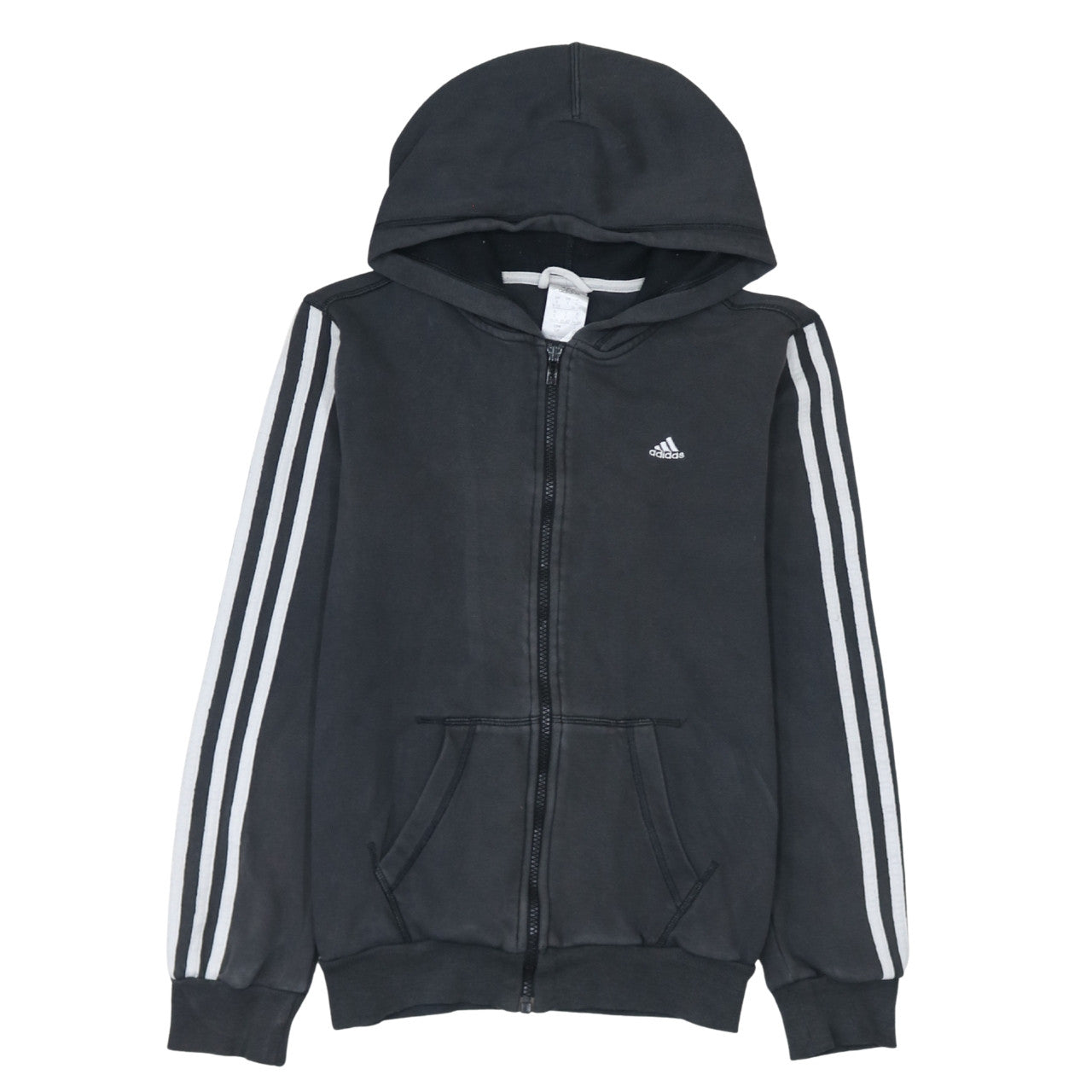 Adidas Women Black Full Zip Hoodie S Hooded Sweatshirt 8-10 UK
