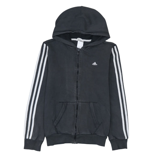 Adidas Women Black Full Zip Hoodie S Hooded Sweatshirt 8-10 UK