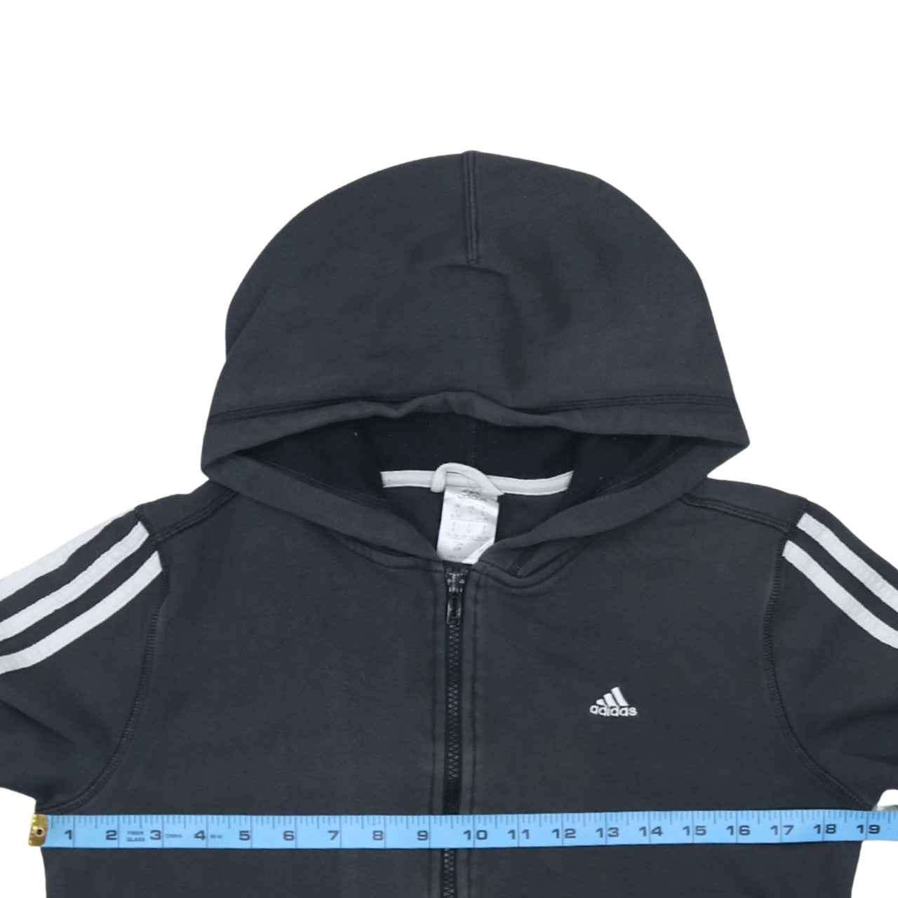 Adidas Women Black Full Zip Hoodie S Hooded Sweatshirt 8-10 UK
