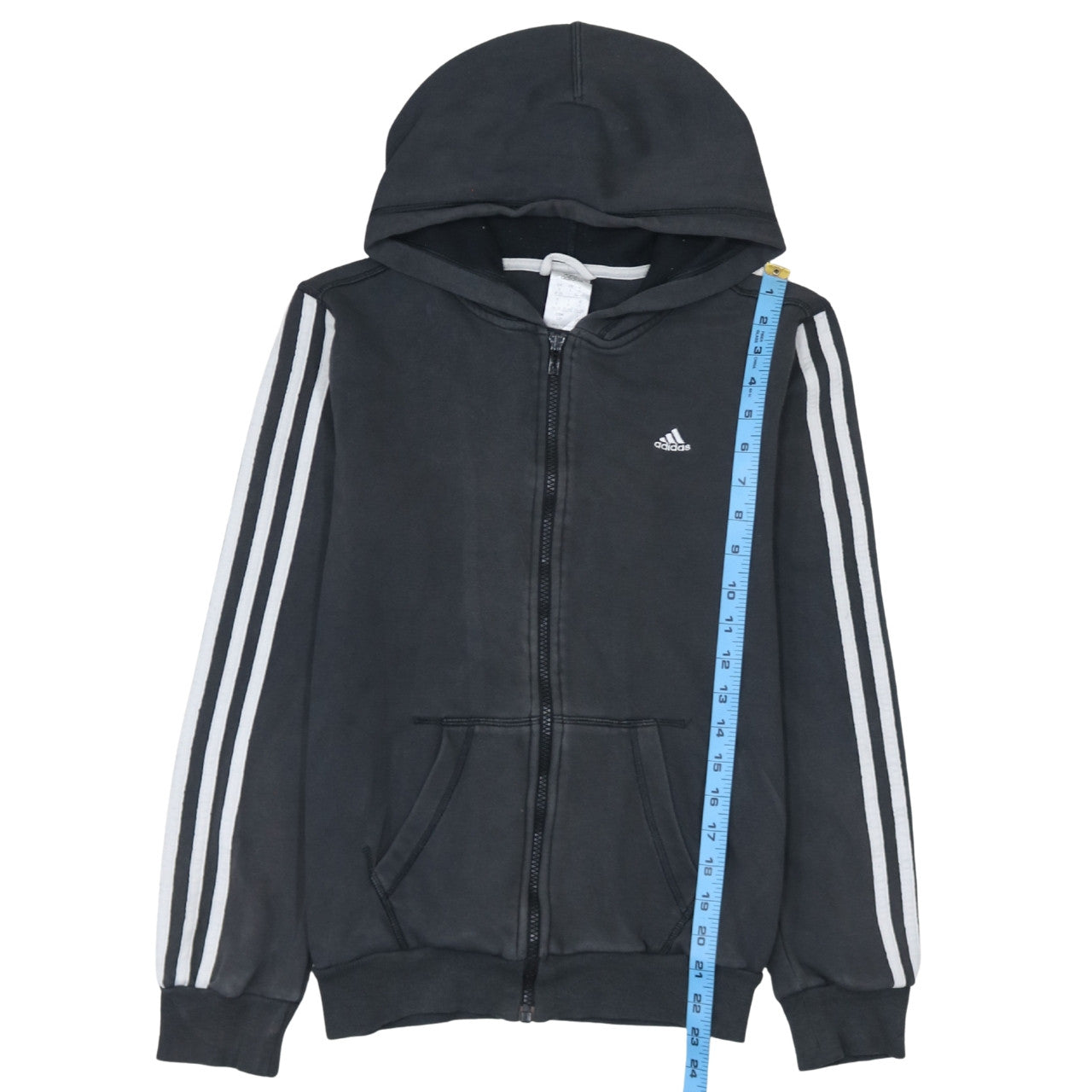 Adidas Women Black Full Zip Hoodie S Hooded Sweatshirt 8-10 UK