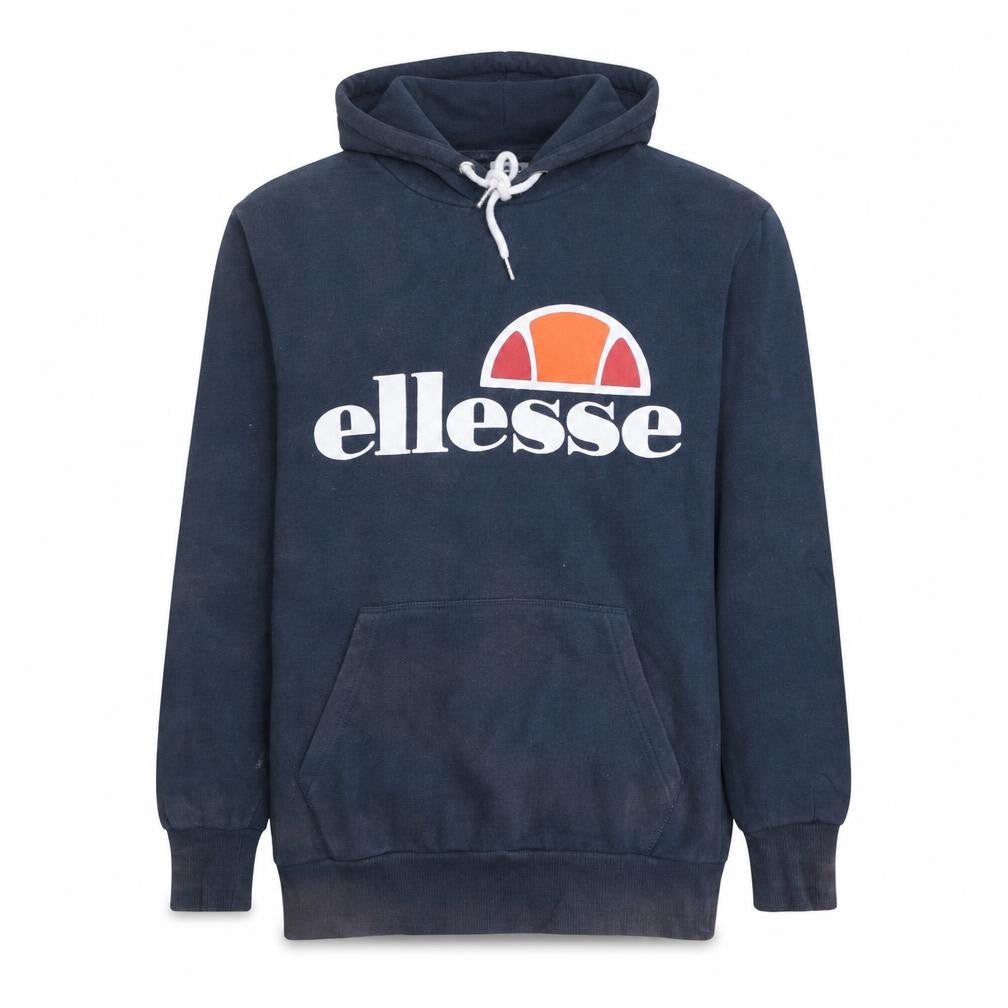 Ellesse Mens Blue Pullover Hoodie Medium Logo Fleece Sweatshirt