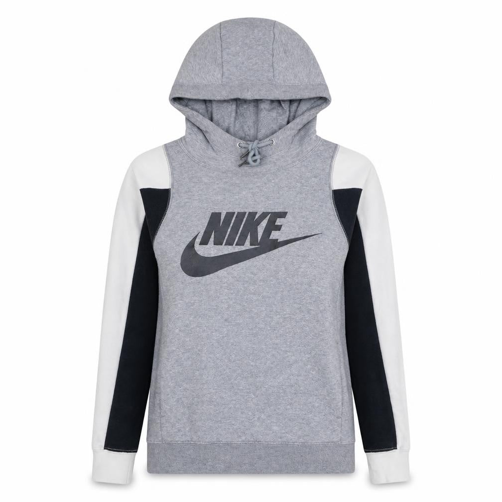Nike Women Grey Colourblock Hoodie XS Drawstring Hooded Pullover