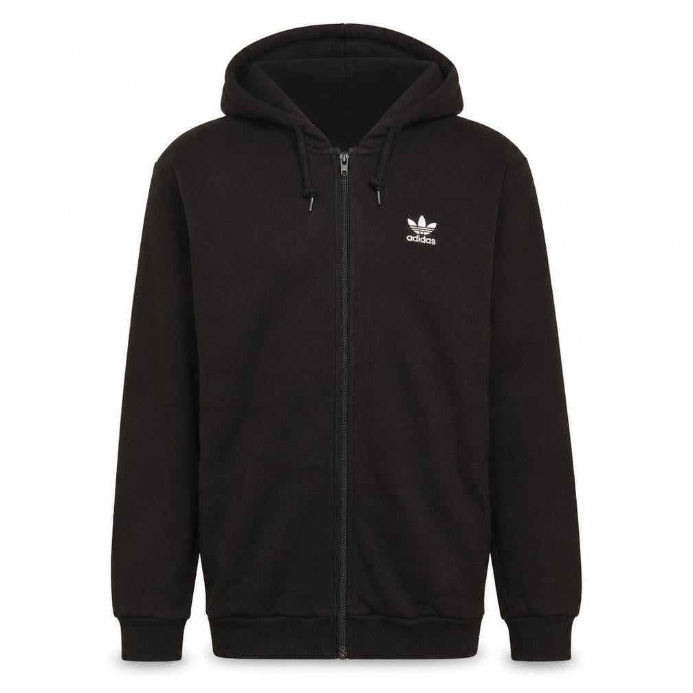 Front view of Adidas Men's Black Full Zip Hoodie Small Sportswear Fleece