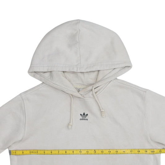 Adidas Women Beige Small Pullover Hoodie Cotton Blend Casual