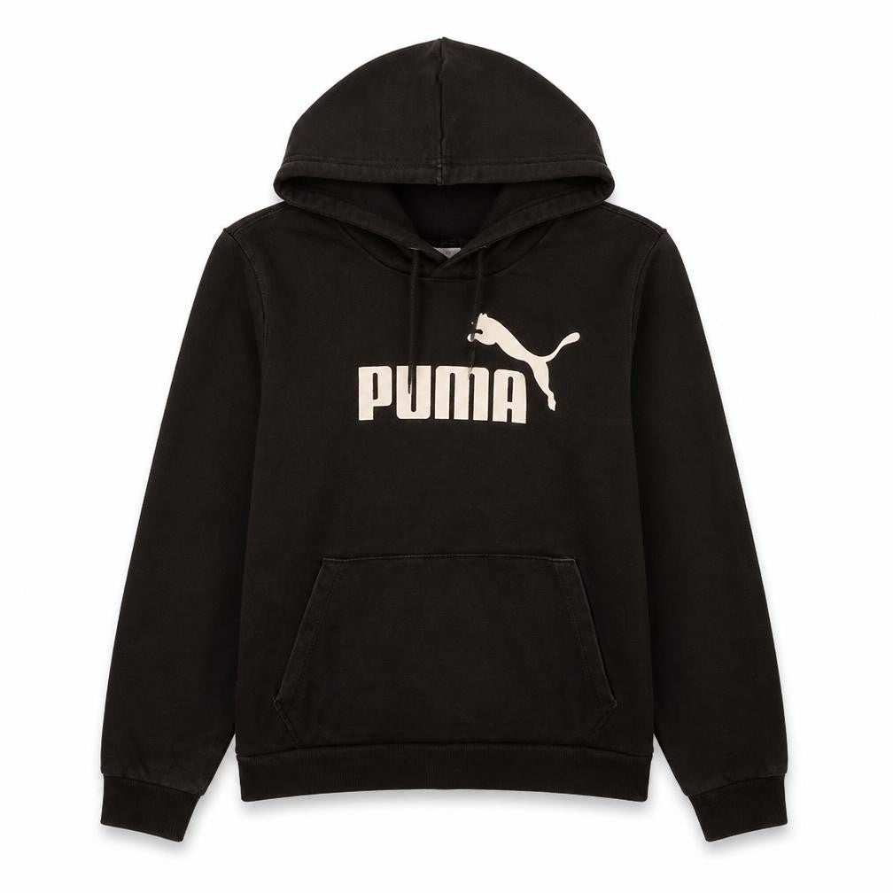 Front view of Puma girls’ black pullover hoodie l 14 years cotton blend casual