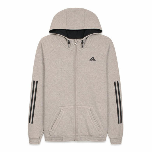 Adidas Womens Beige Full Zip Hoodie Size L Cotton Blend Sportswear