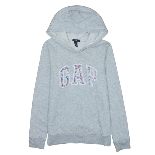 GAP Womens Grey Floral Logo Pullover Hoodie Size S