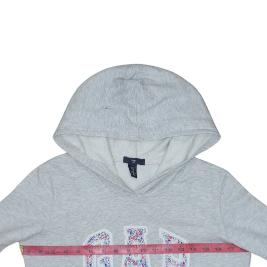 GAP Womens Grey Floral Logo Pullover Hoodie Size S