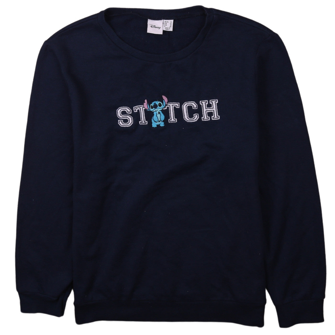 Disney Women Navy Blue Stitch Crew Neck Sweatshirt Size 14