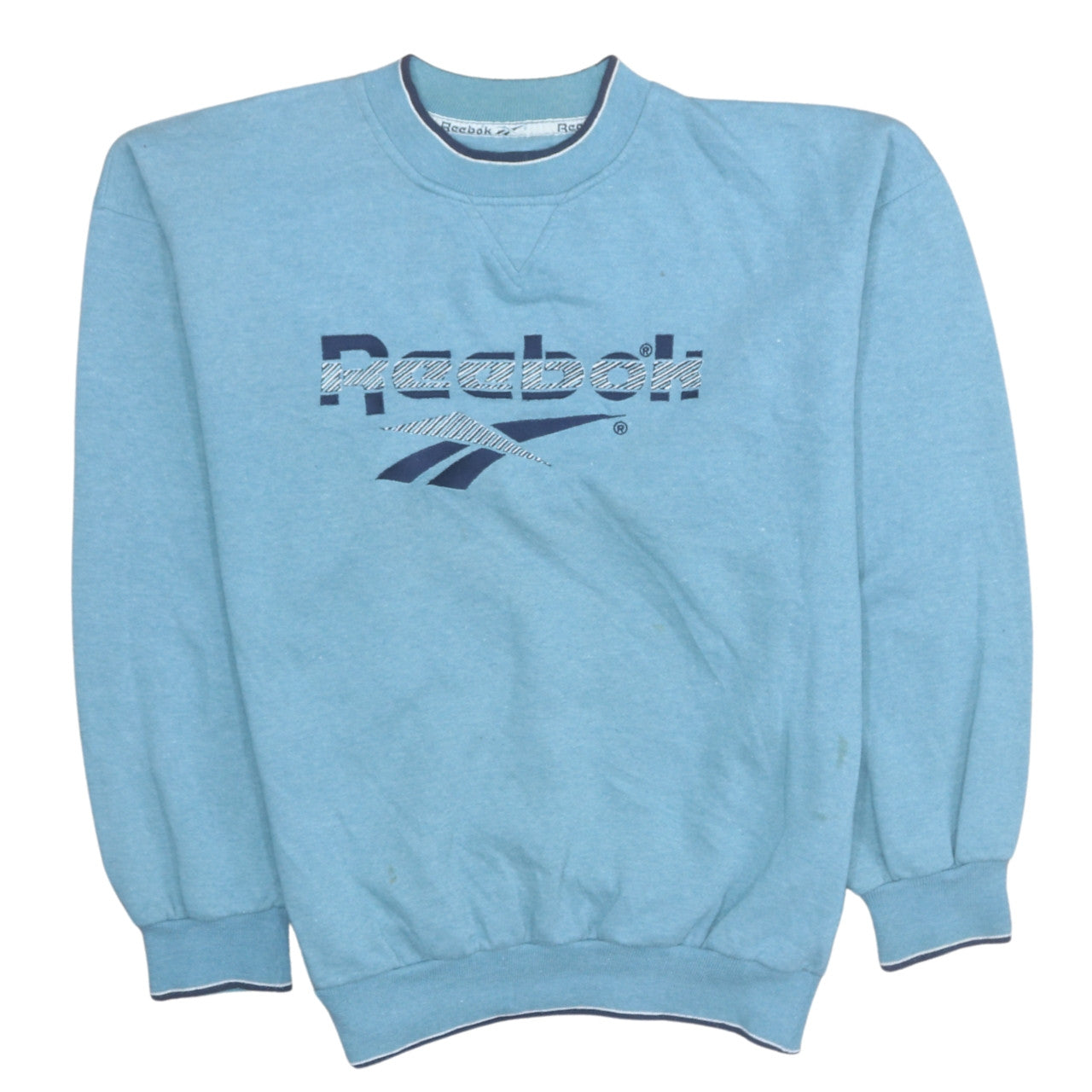 Reebok Womens Blue Logo Pullover Sweatshirt M Regular Cotton Blend