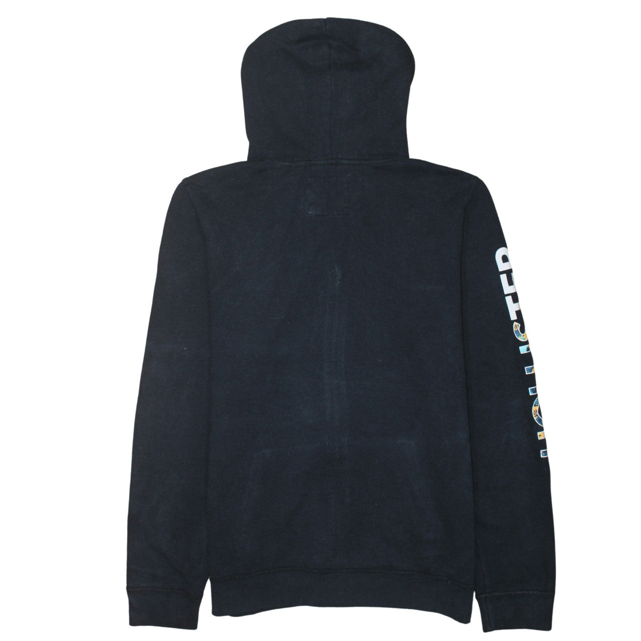 Hollister Men's Black Full Zip Hoodie L Logo Graphic Fleece