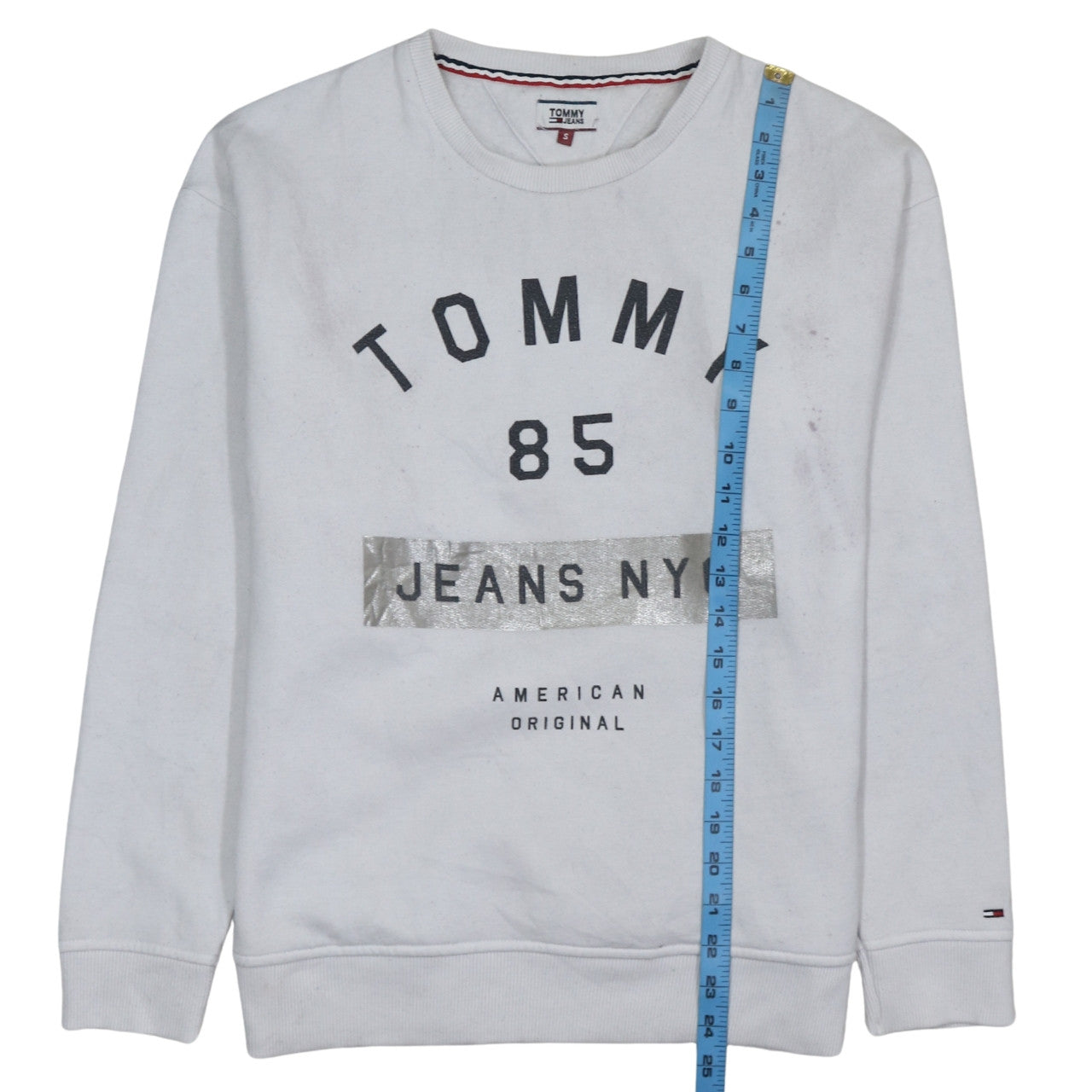 Tommy Jeans Women's White Small Cotton Pullover Sweatshirt