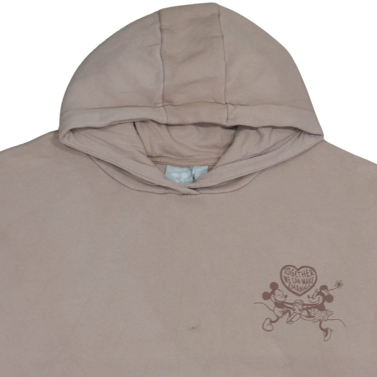 Primark Women Beige Disney Pullover Hoodie Medium Mickey Minnie Organic Cotton