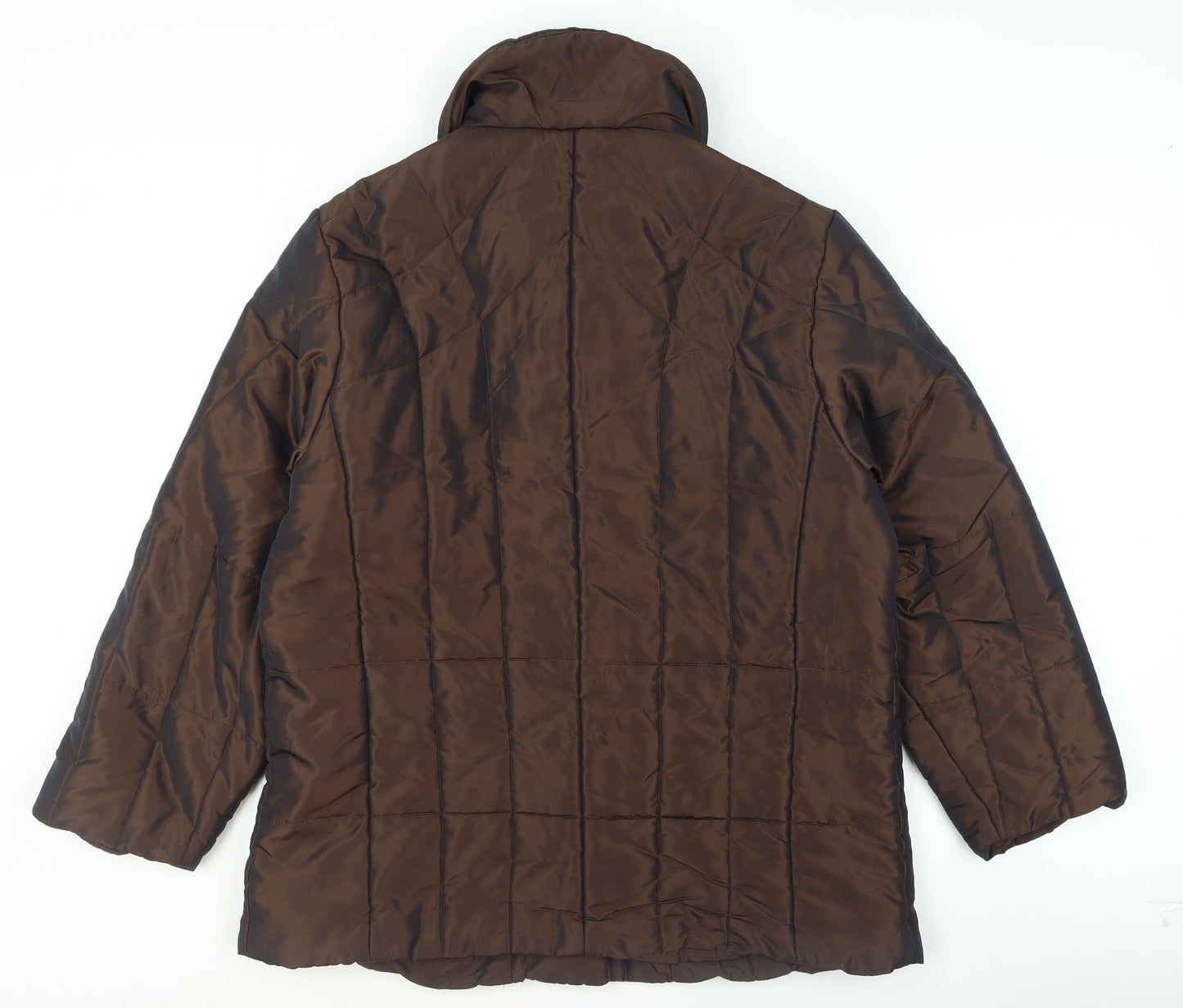 Hucke Women Brown Quilted Mid-Length Jacket Size 16
