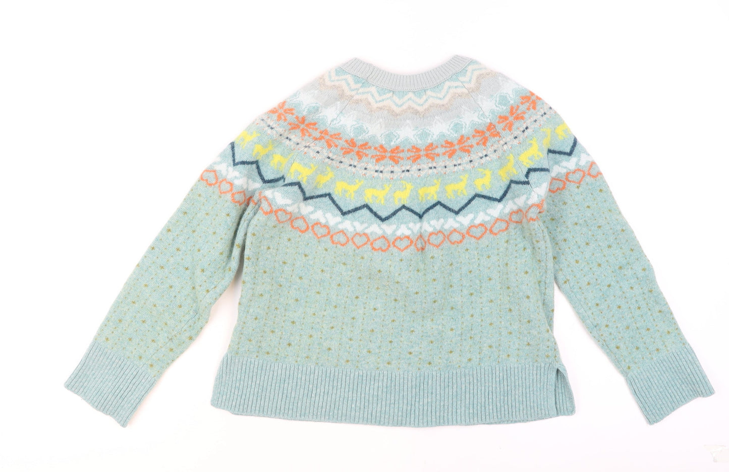 White Stuff Women Blue Fair Isle Wool Jumper UK 12 Winter Knit