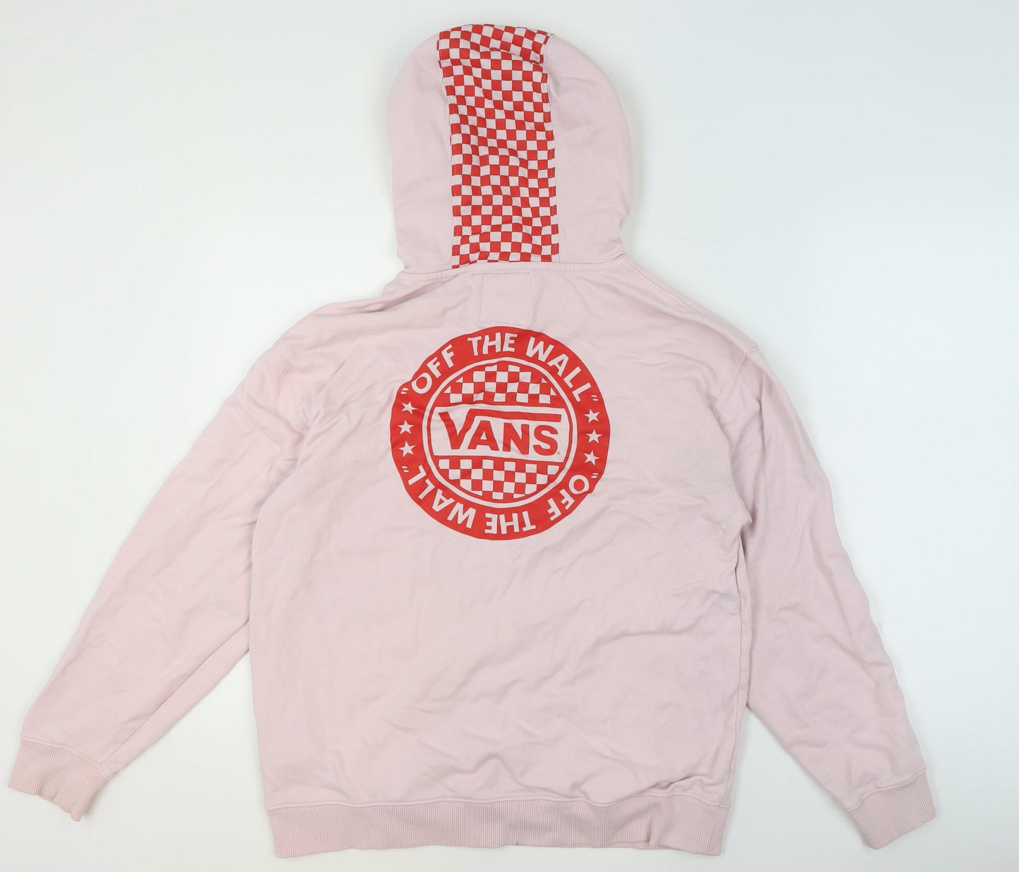Vans Women’s Pink Hoodie Small Pullover Checkered Hood Cotton