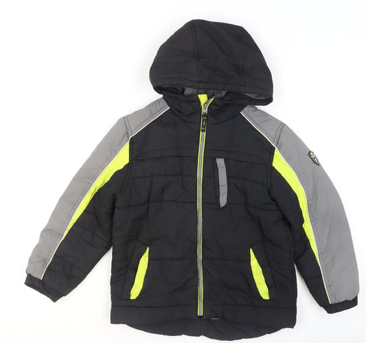 Protection System Boys Black Puffer Jacket 8 Years Hooded Full Zip Winter Coat