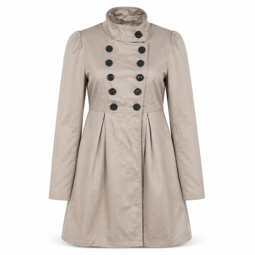 Lipsy Women’s Beige Double Breasted Trench Coat UK Regular Fit