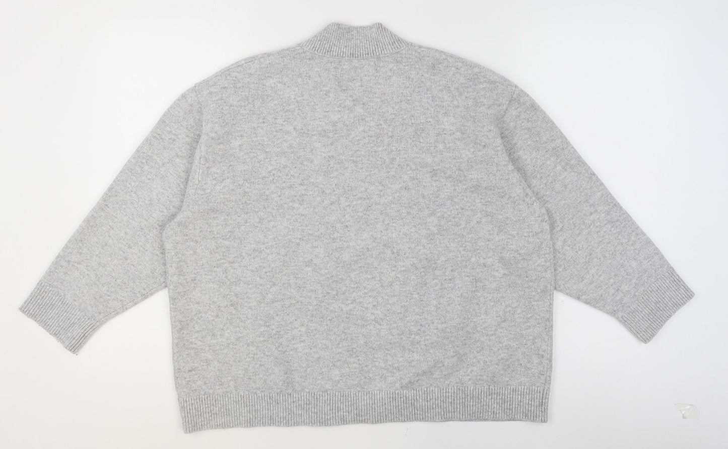 Adanola Women's Grey V-Neck Relaxed Fit Knit Jumper Size L