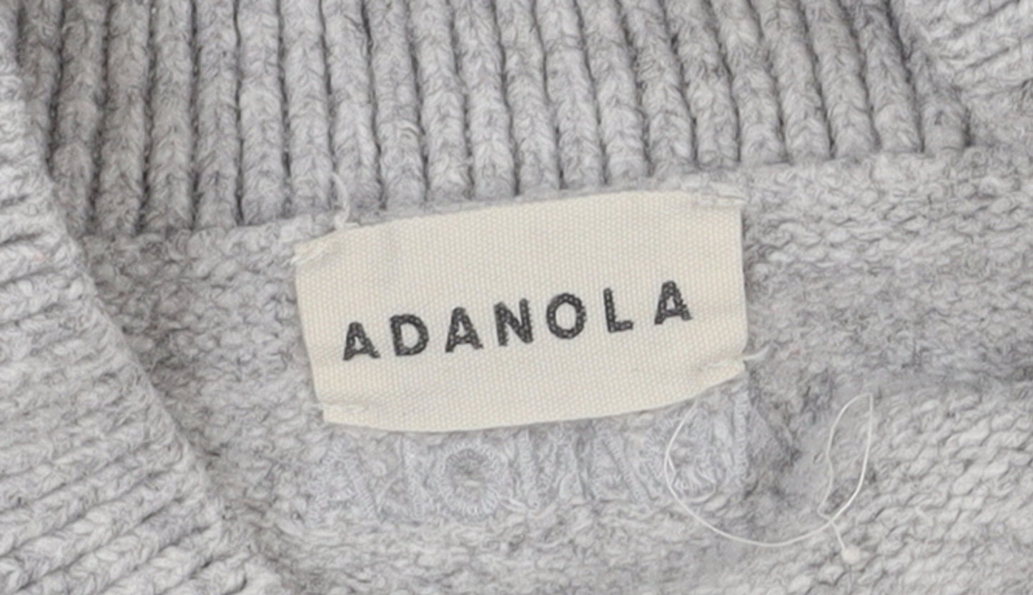 Adanola Women's Grey V-Neck Relaxed Fit Knit Jumper Size L